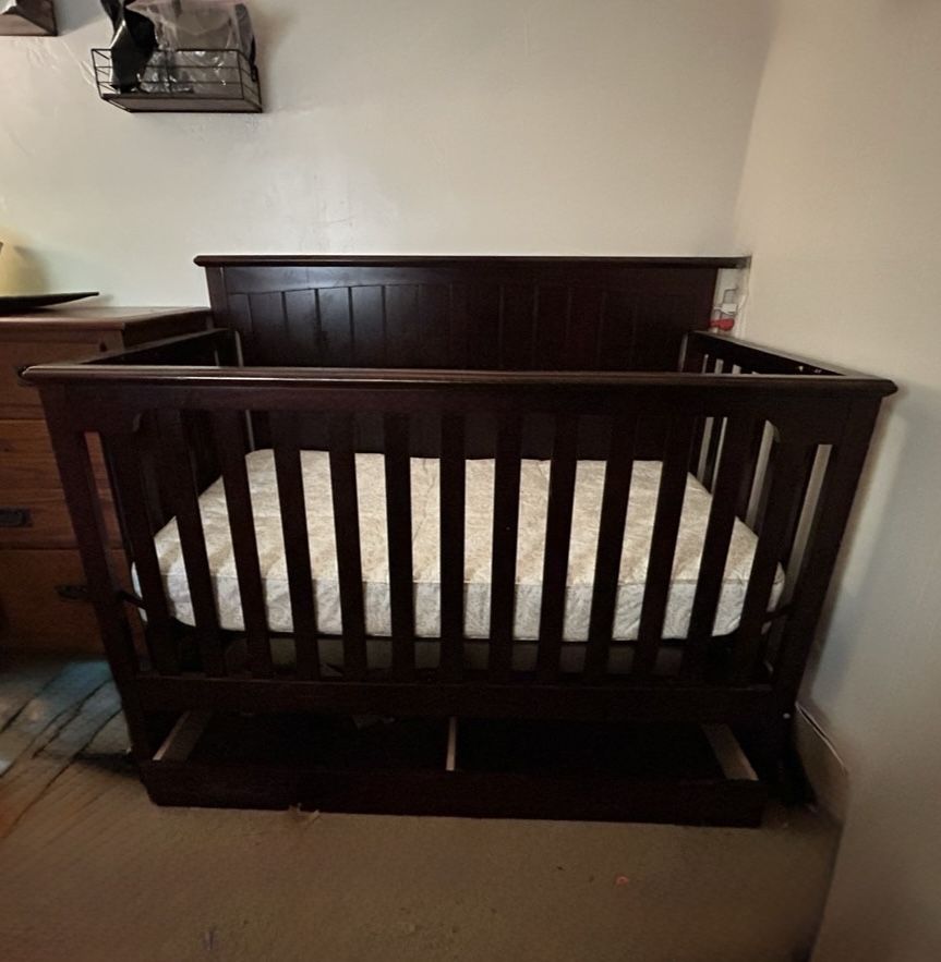  5-in-1 Convertible Crib with Drawer  