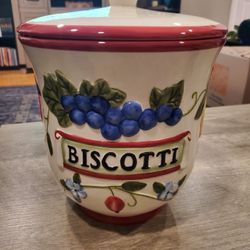Vintage Nonni's Hand Painted Ceramic Biscotti Jar