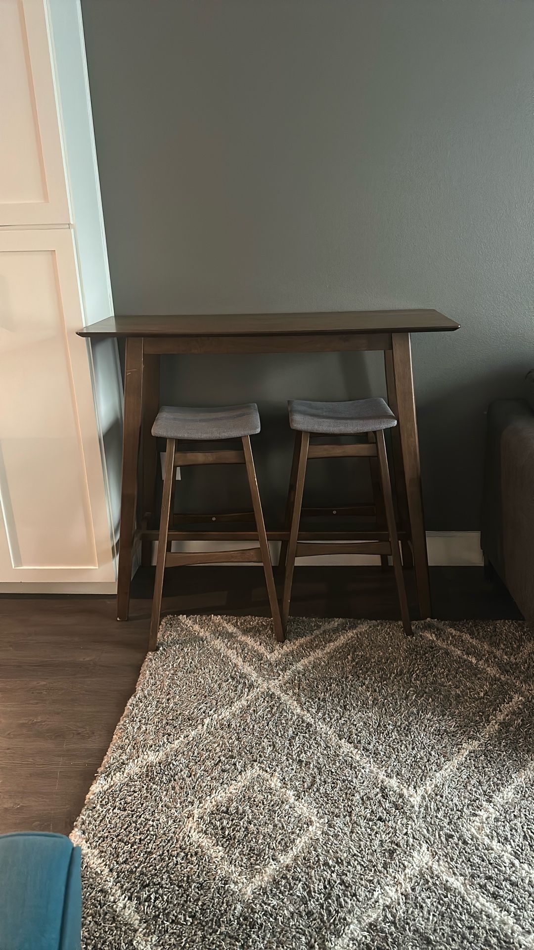 Wood Bar Table Set with 2 Stools – Compact & Stylish