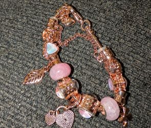 Rose Gold Charm Bracelet with Beads