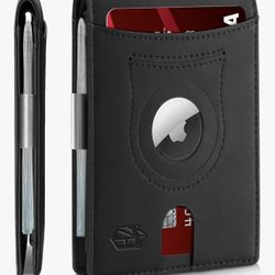 Men's Wallets Airtag Holder Slim Rfid Leather with Gift Box [Airtag Not Included]