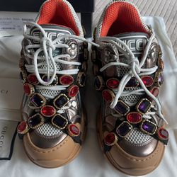 Gucci Flashtrek Metallic Leather Sneakers