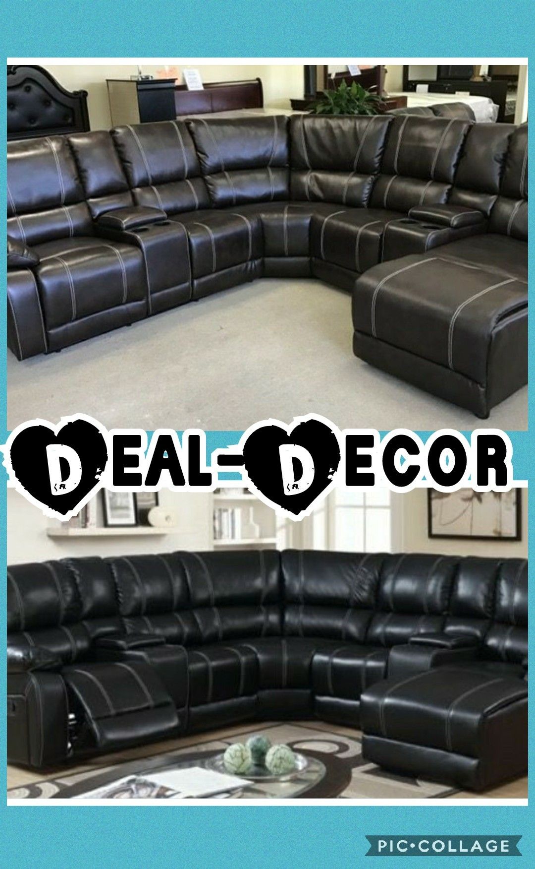 Reclining Leather Sectional with Chaise