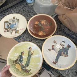 Norman Rockwell Tribute Glass Plates