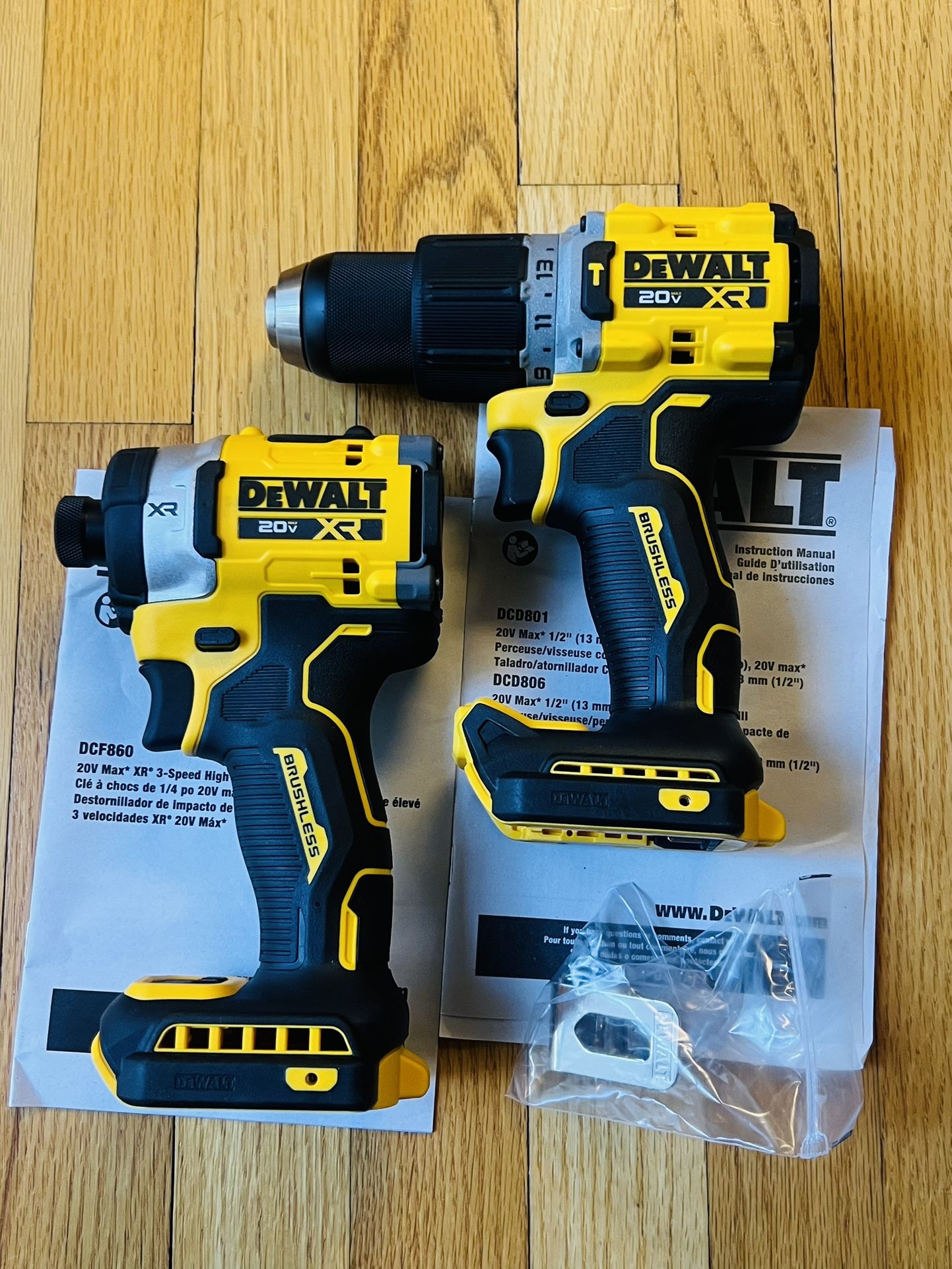 DEWALT 20V XR 1/4” 3-Speed Impact Driver and 1/2” Hammer Drill Combo (Bare Tool)