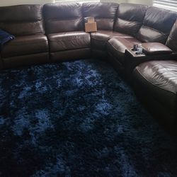 SIX PIECE LEATHER RECLINER W/2 recliner chairs. 