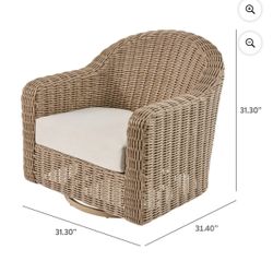 Better Homes & Gardens Bellamy Outdoor 1pk Swivel Glider Chair, Tan Wicker/Cream Cushion