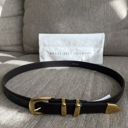 SOLID BRASS LEATHER BELT