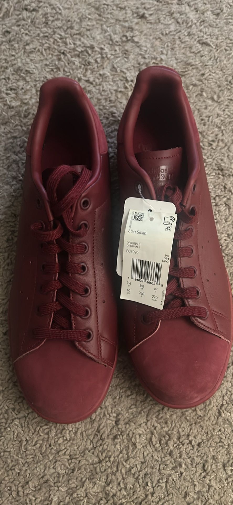 Adidas Stan Smith Collegiate Burgundy Mens 10 NWT