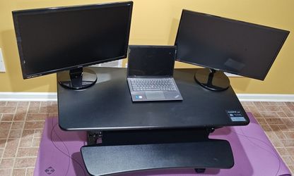 Flexispot Fully Assembled Height Adjustable Desk Riser 47" Wide Black for Dual Monitors & More