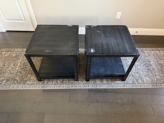 2-Piece Metal Nightstand (Black)