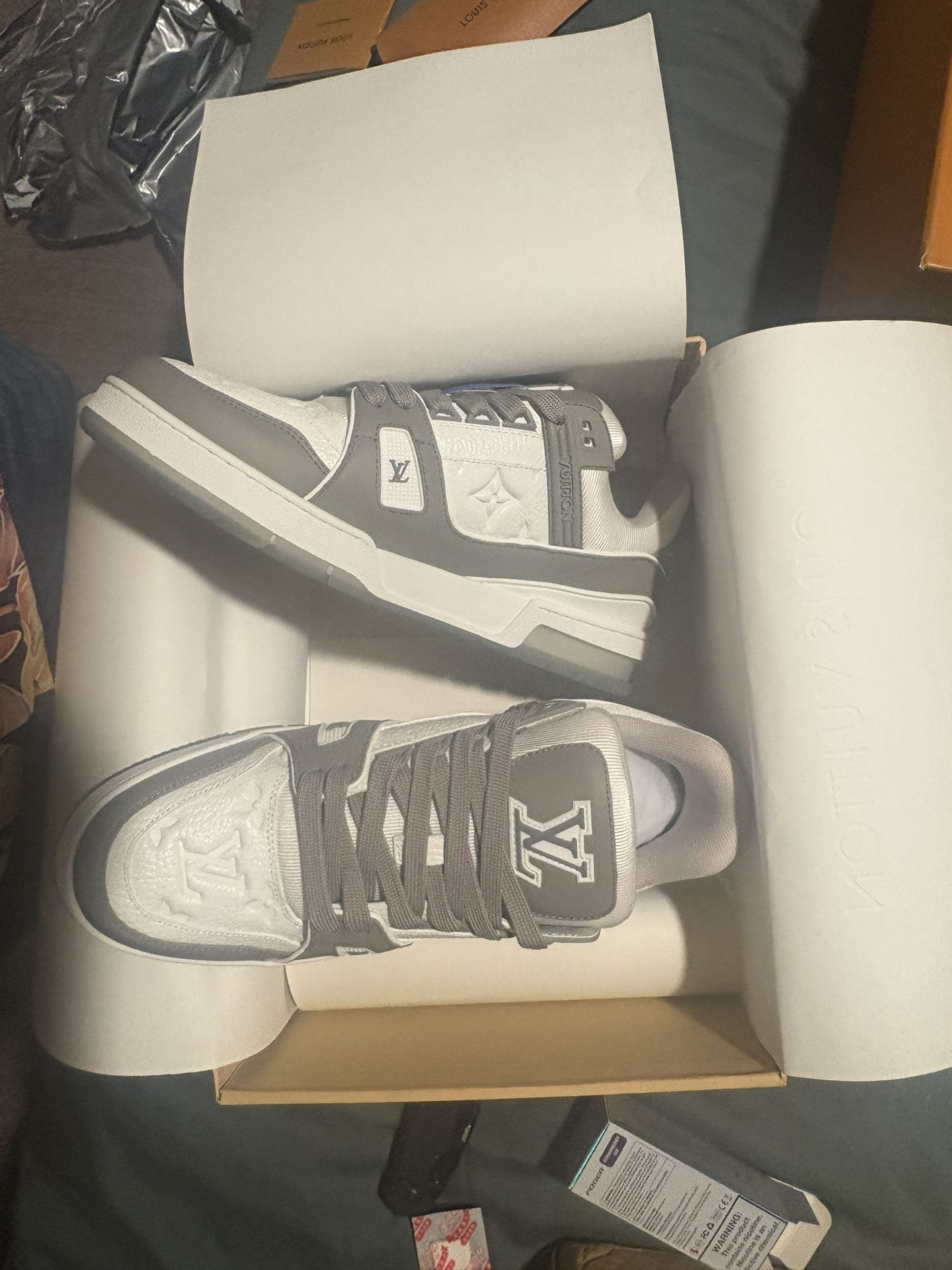 *BARELY USED* Grey & White Louis Vuitton Trainers