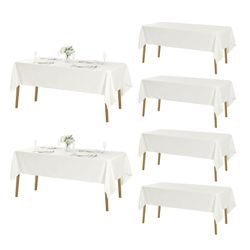 Fokitut 6 Pack Rectangle Tablecloth, 60x120 Inch, Stain Resistant And Wrinkle Polyester Table Cloth, Fabric Table Cover For Kitchen Dining, Wedding, P