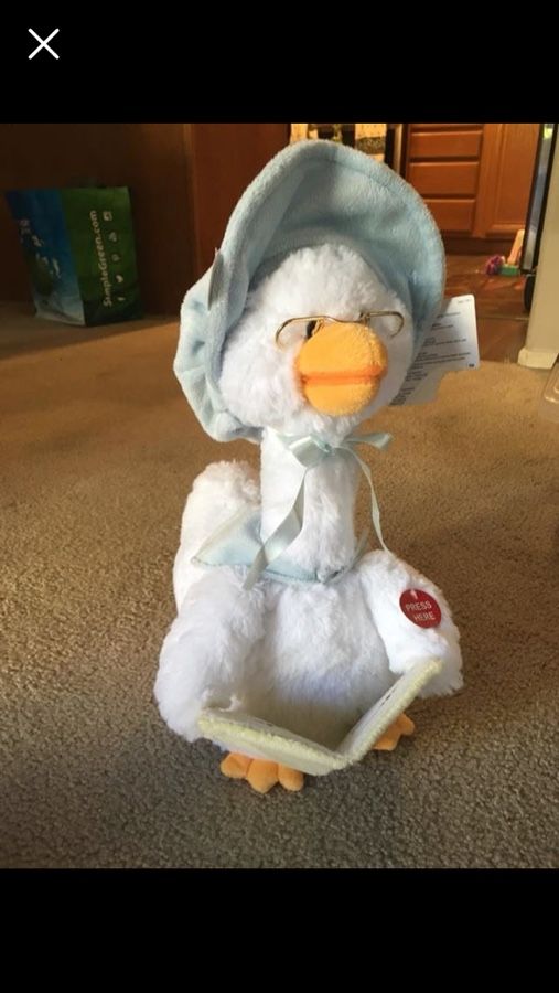 Cuddle Barn Talking Mother Goose Animated Soft Plush Toy Blue 14" 8 Songs