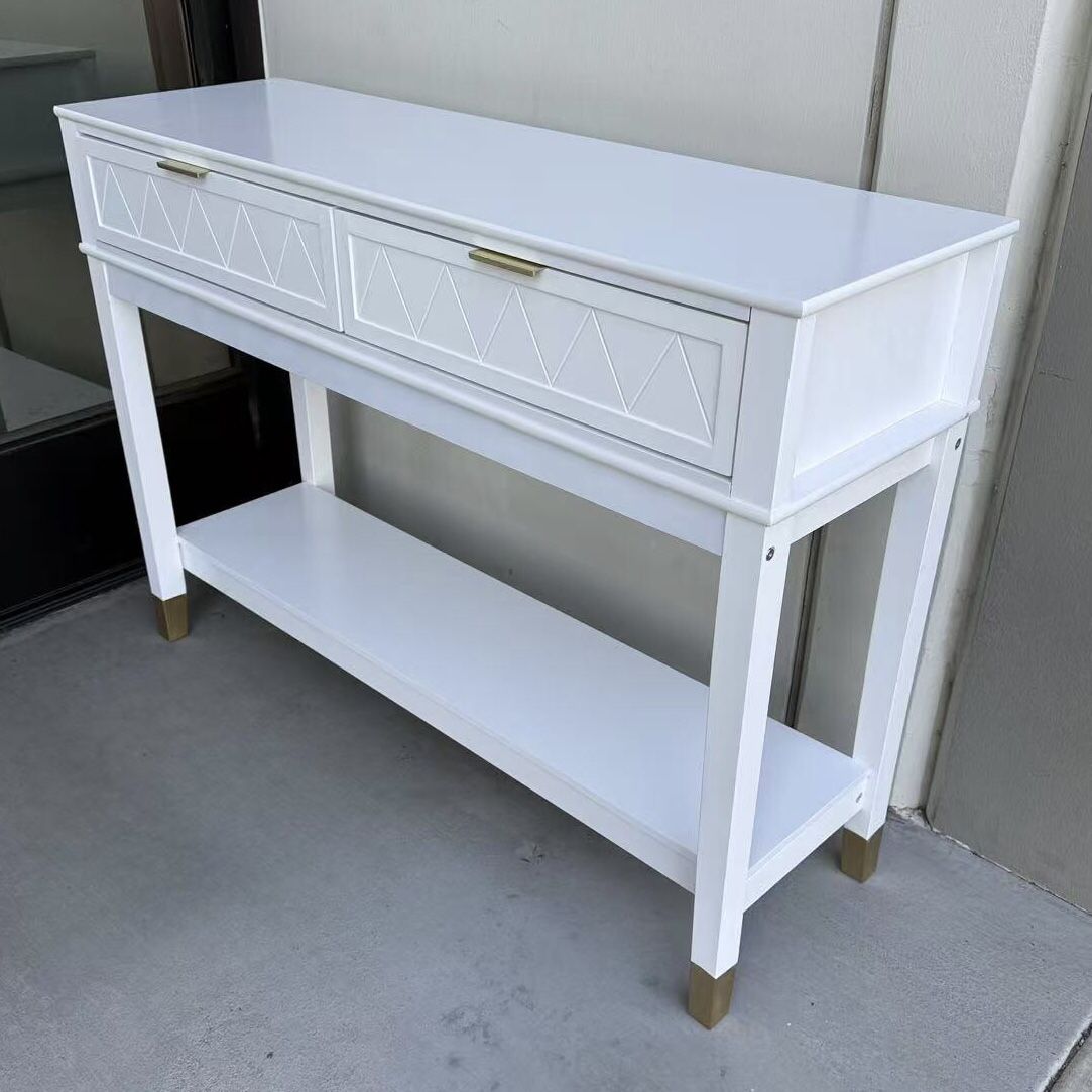 New In Box 44x14x31 Inch Tall 2 Drawers Console Table White Color Entry Way Home Decor Furniture White Accent Table