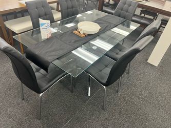🖤 Modern Glass Dining Set – Black
