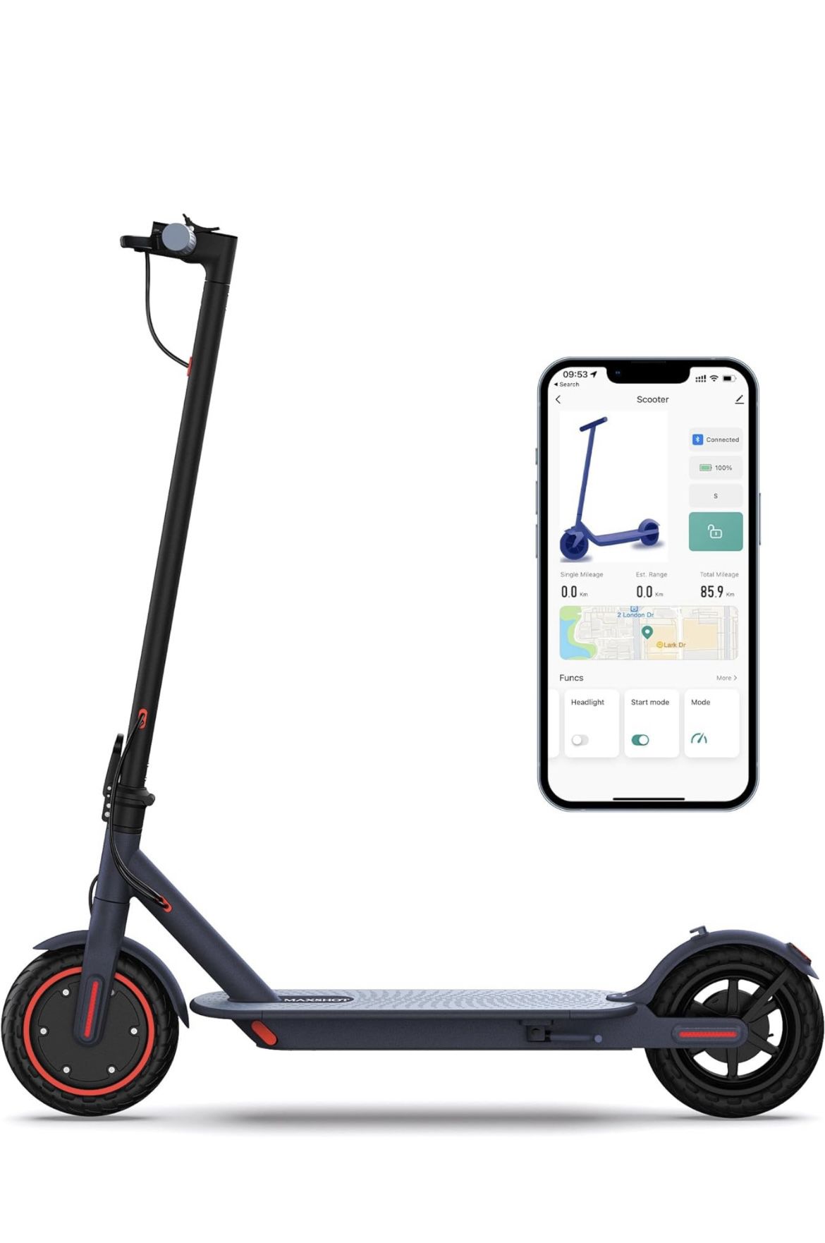 350W Motor, Max 21 Miles Long Range, 19Mph Top Speed, 8.5" Tires, Portable Folding Commuting Electric Scooter Adults with Dual Braking System and App 