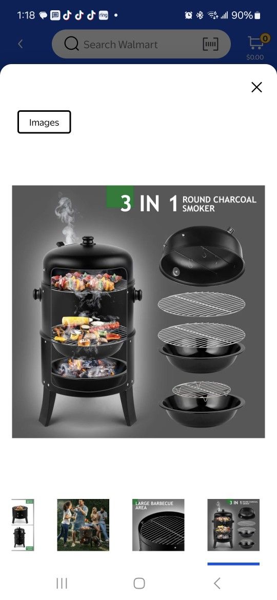 31" Charcoal Smoker, Outdoor Cooking