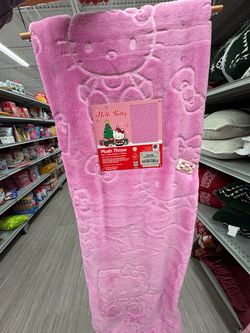 Hello Kitty Pink Plush Throw Blanket