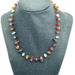 Vintage Amber And Turquoise Necklace