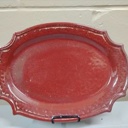 Vintage Bombay Rustic Stoneware Oval Serving Platter Tray