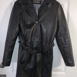 Black Leather Coat Like New Very Nicely Made In India