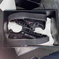 Puma Fenty by Rihanna Womens Patent Creeper Low Top Platform Sneakers Black Sz 6