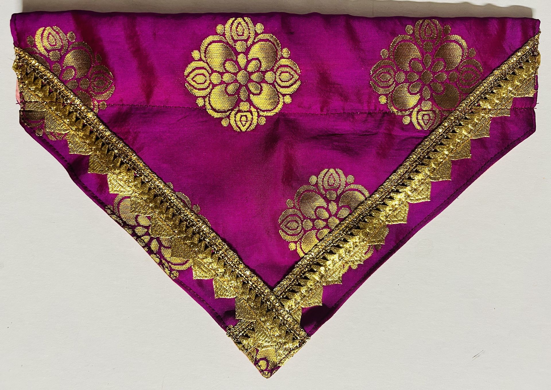 Diwali India Bollywood Silk Brocade Over Collar SlideOn Pet Dog Bandana Scarf M