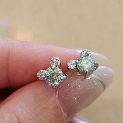 Sterling Silver 925 Disney Mickey Mouse Moissanite 