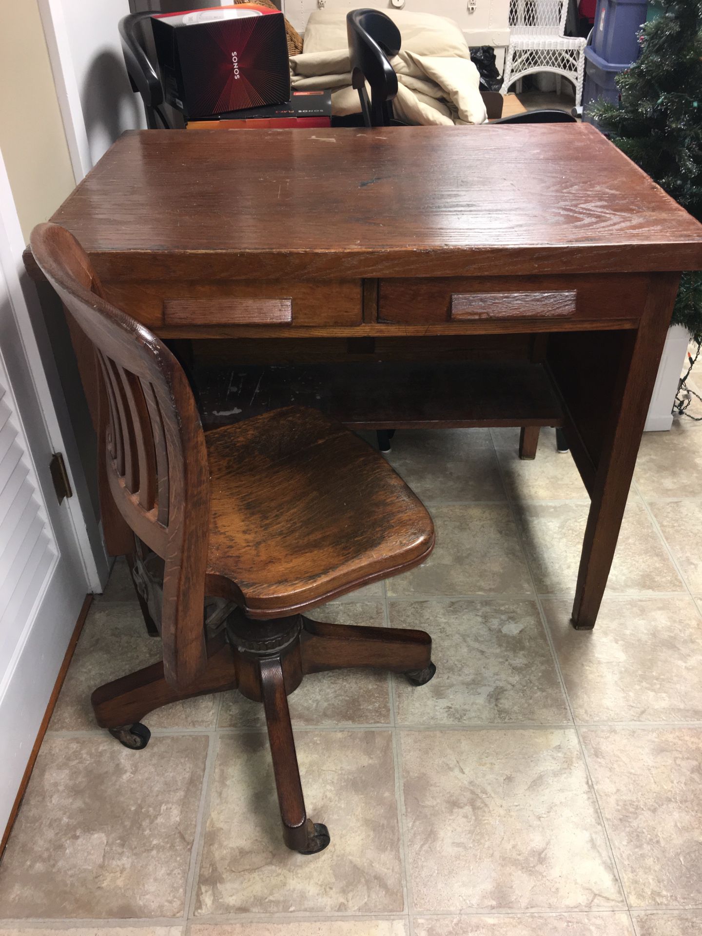 Antique furniture table and chair set