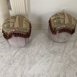 Two Beautiful Tapestry Top Ottomans (Price is For Both)