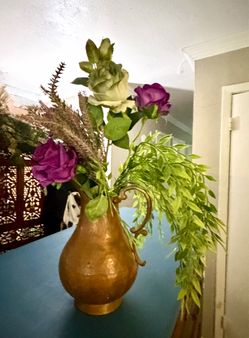 Floral Arrangement in Gorgeous Copper Plated  Pitcher