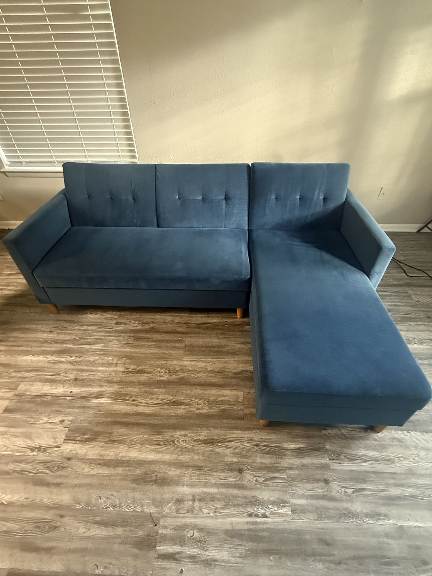 DHP Hartford Storage Reversible Sectional Futon with Chaise, Opens to Bed