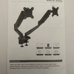 Bestek Gas Spring Aluminum Desk Mount for Monitor - Brand New