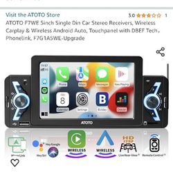 ATOTO F7WE 5inch Single Din Car Stereo Receivers, Wireless Carplay & Wireless Android Auto, Touchpanel with DBEF Tech，Phonelink, F7G1A5WE-Upgrade