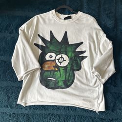 white + green long sleeve shirt #cartoon