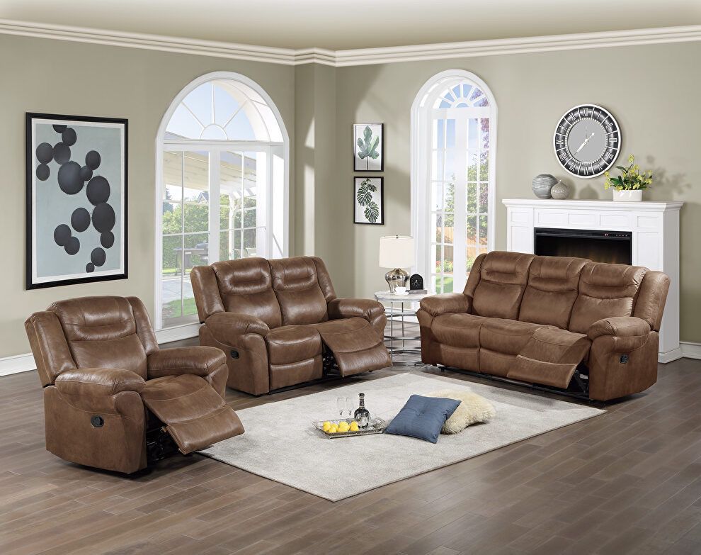 Brown Leatherette Motion Sofa Set (Free Delivery)