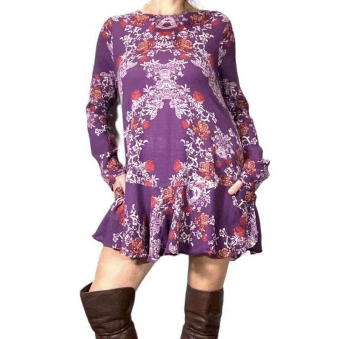 Free People Smooth Talker Floral Purple Dress - Size Medium