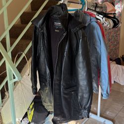 Leather Jacket W/ Removable Hat