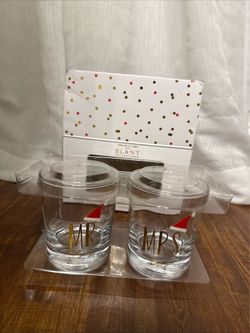 Slant Collection Mr. And Mrs. Santa Hat Whiskey Glasses (Set of 2)