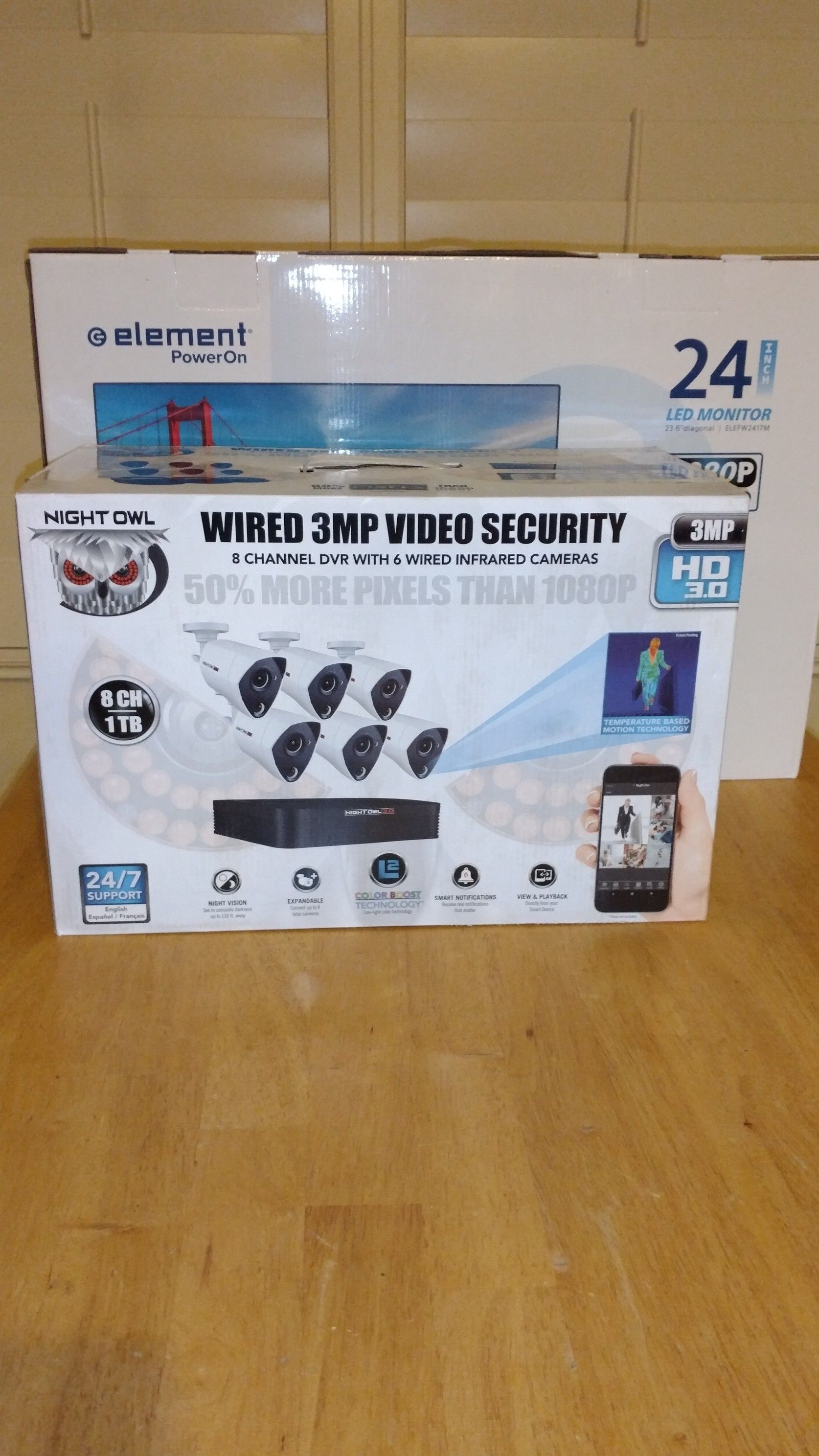 Night Owl 6 Camera 3MP 1TB Wired Video Security System w/ 24" Monitor
