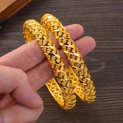 2 pcs Ethnic Style 24k Gold Plated Arabian Bracelets