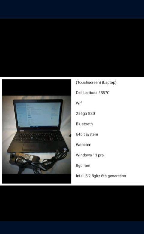 (Touchscreen) (Laptop)

Dell Latitude E5570

256gb SSD 

Webcam

Windows 11 pro

Intel i5 2.8ghz 6th generation 8gb Ram