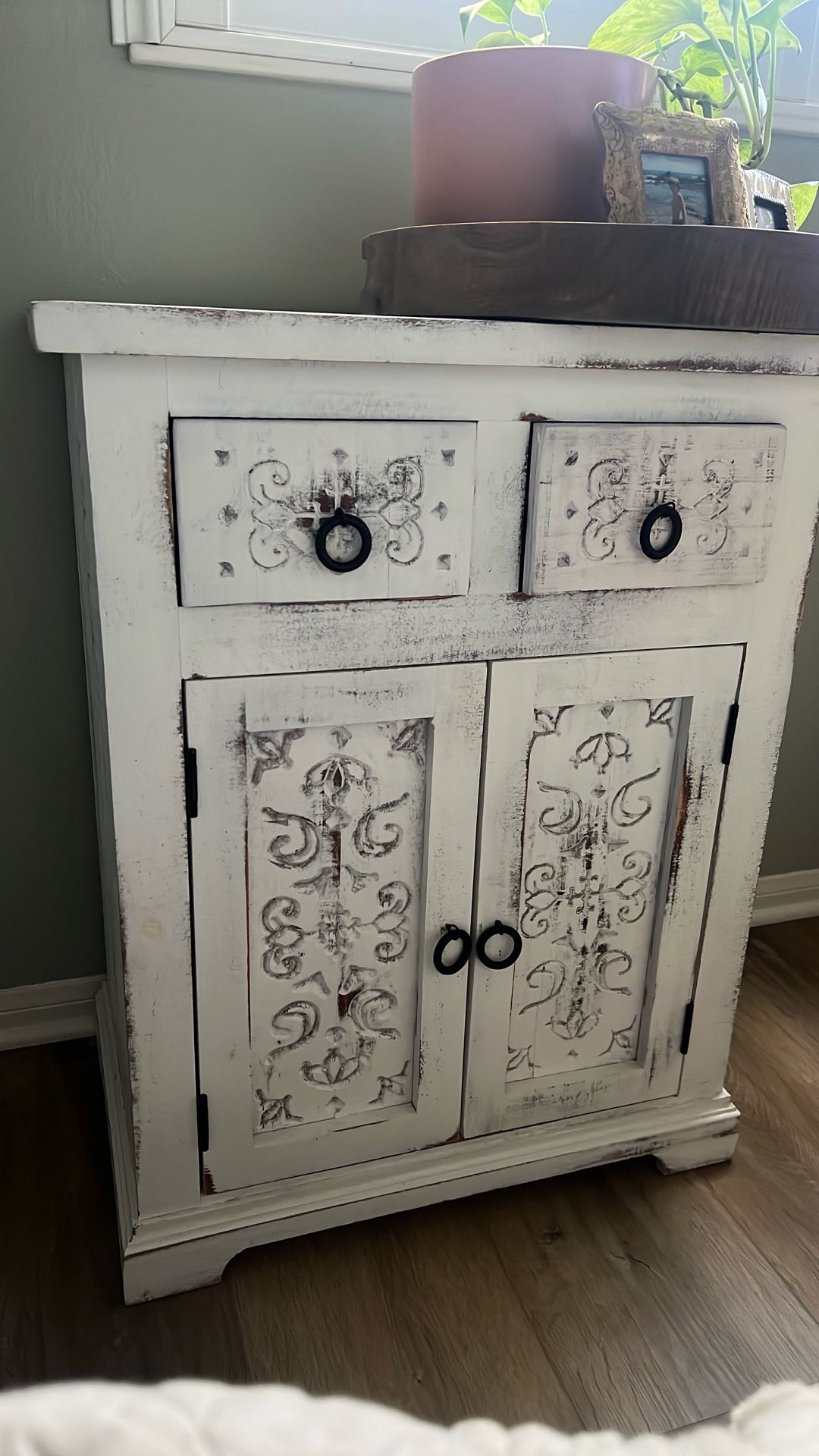 Set Of 2 Wood Distressed Night Stands Or End Tables