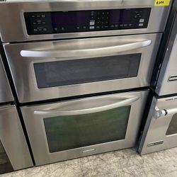 Kitchen Aid 30” Microwave Oven Combo In Stainless Steel Used