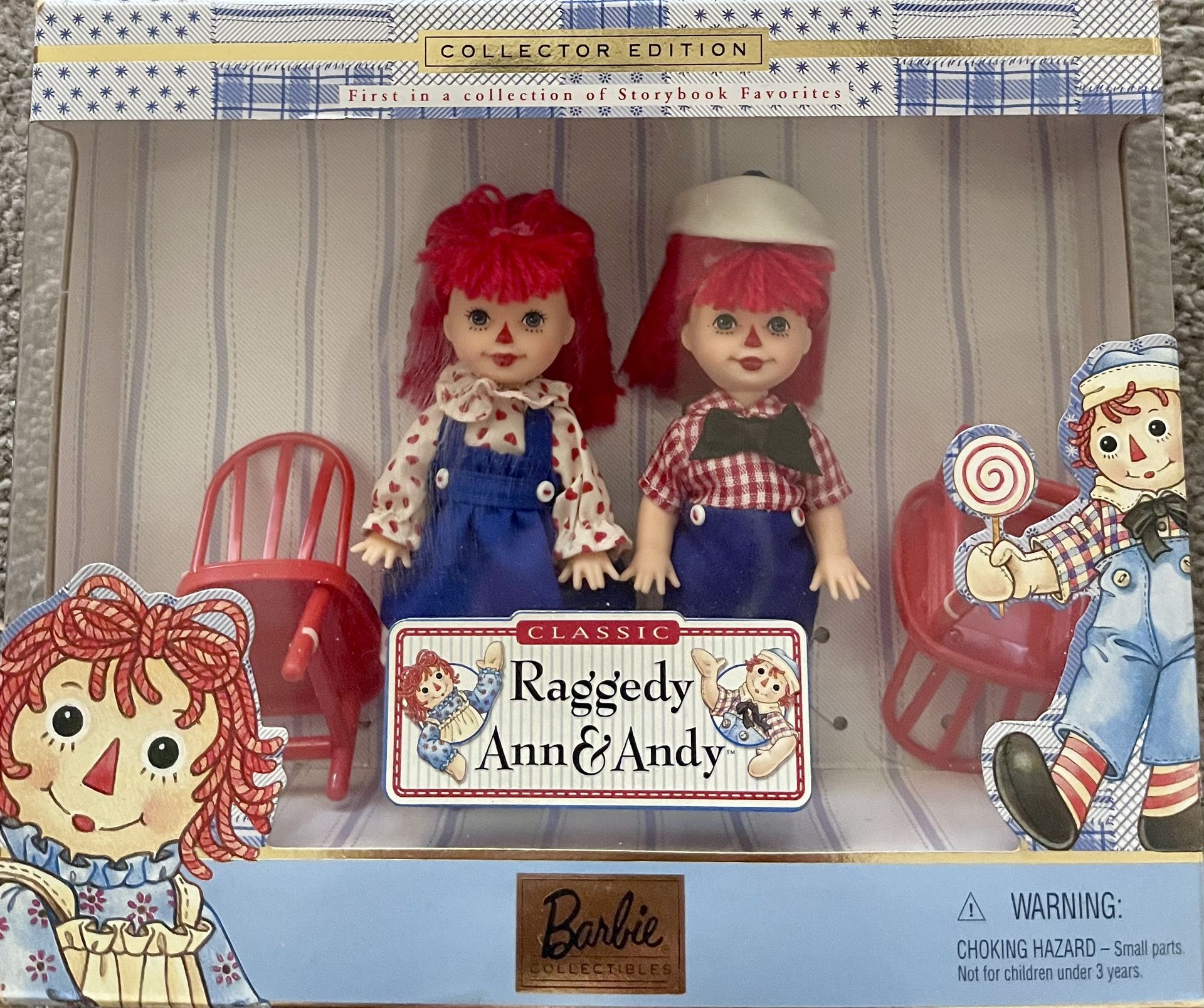 Classic Raggedy Ann & Andy Doll Set With Red Chairs, Collector Edition