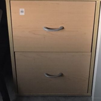 Wood Filing Cabinet, Light Brown, Two Drawers. 2 Feet Tall By 1 Foot And A Half Wide