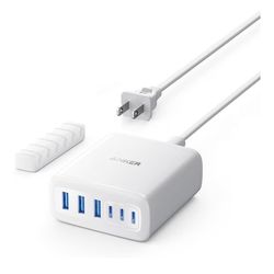 Anker Desktop Charger, 9-in-1 Power Strip with 300J Surge Protector, 5ft, white