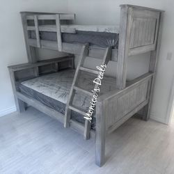 Solid Wood Twin/Full Bunk Bed With Both Mattresses $880
