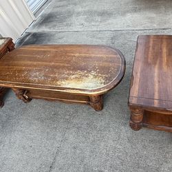 Vintage solid wood Coffee Table And 2 End Tables 1976